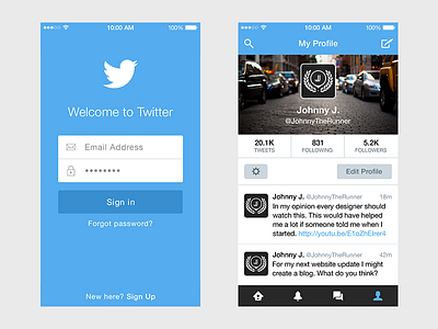 Twitter Redesign app concept design interface ios iphone mobile redesign simple twitter ui user