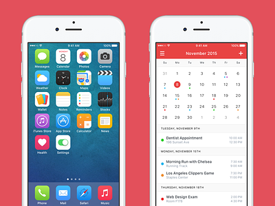 iOS 9 Redesign app apple ios iphone mobile modern new phone redesign updated