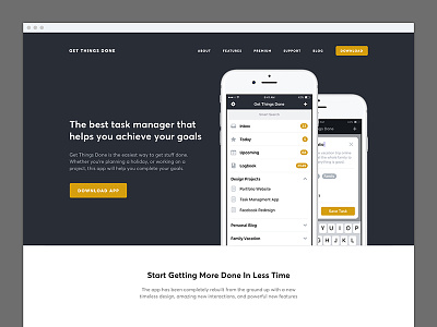 Get Things Done Website app concept design ios iphone landing mobile page productivity reminders tasks web