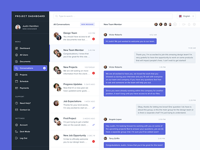 Direct Message - Daily UI Challenge #013 challenge chat concept conversation daily dashboad experience freebie interface message minimal project resource search simple sketch ui user ux web