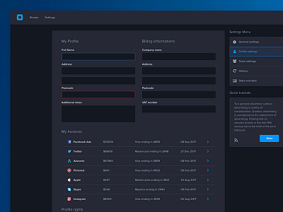 Black User Interface dash board dashboard data finance numbers subs subscriptions ui ux visualisation