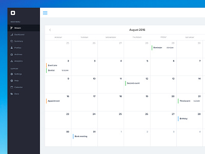 Calendar UI calendar dashboard data design screen ui user experience ux