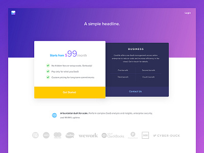 Pricing page clean design gradient material minimal modern price pricing purple web web design website