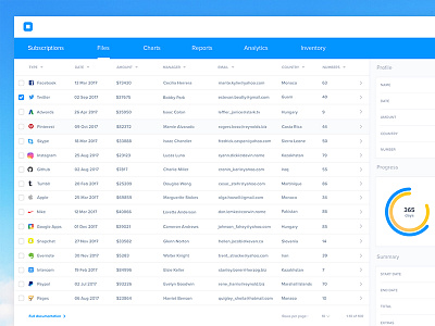 Files Screen UI clean dashboard design gradient graph material minimal modern purple web web design website