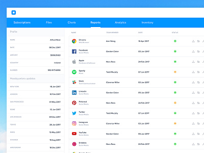 Reports UI clean dashboard design gradient graph material minimal modern purple web web design website