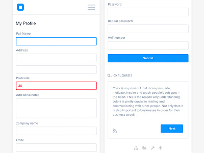 Profile Form UI app branding clean design flat ios iphone sketch ui web website white