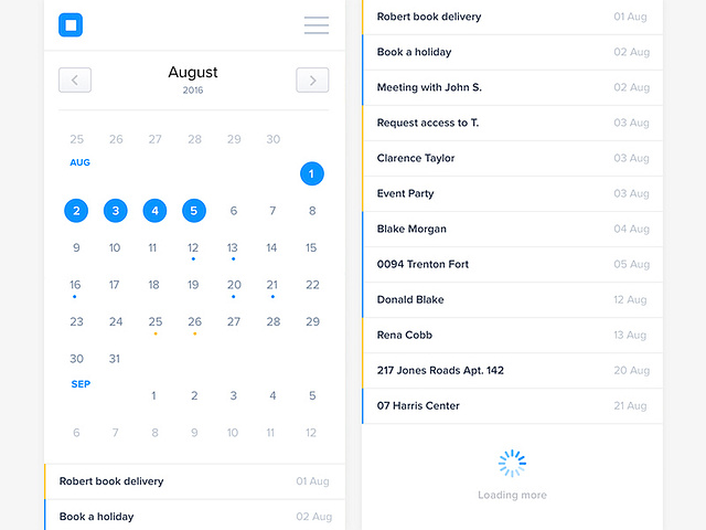 Calendar UI by Pierluigi Giglio on Dribbble