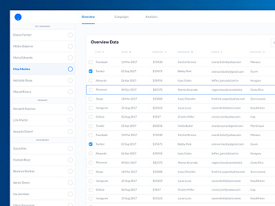 Overview Data UI