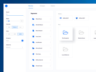 Segments dashboard UI