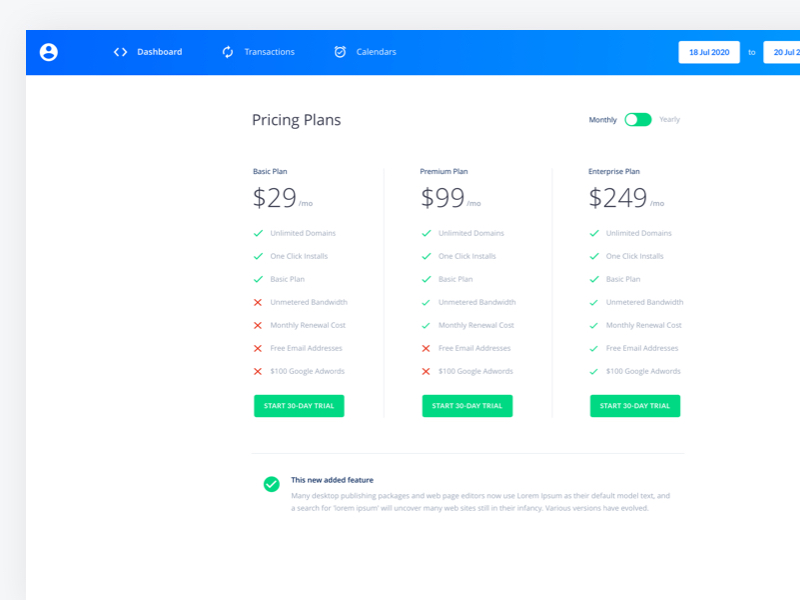 Pricing Plan - Saas Admin UI Kit