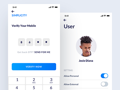 User Profile flow: iOS App UI Design app branding clean dashboard data design flat illustration material minimal sketch ui ux vector web web design website white