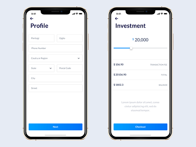 Profile flow: iOS App UI Design 2d app branding business clean dashboard data design flat graphs material minimal saas sketch ui ux web web design website white