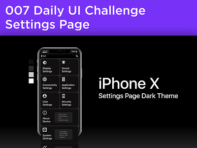 #007 #SettingsPage - Dark Theme for iPhone settings page. 100daysofui app design dailyui dailyuichallenge dark mode dark theme dark ui design ios minimal ui ui design ux