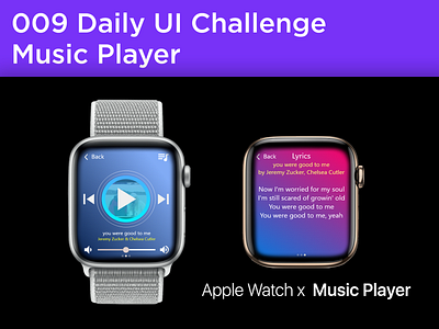 #009 #MusicPlayer - Apple Watch Series 4 Music Player 100daysofui app design apple watch dailyui dailyuichallenge design minimal music app music player ui ui design ux watchface