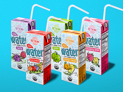 Rethink Kids Water brand identity branding design idenity illustration package design packaging