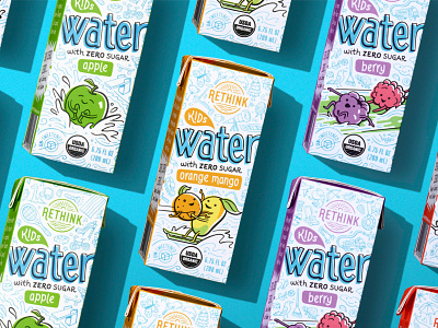 Rethink Kids Water Flavors brand identity branding design idenity illustration package design packaging