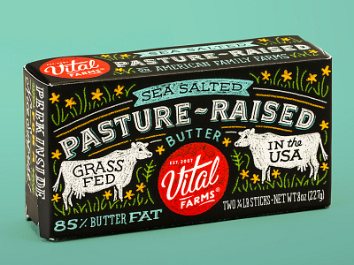 Vital Farms Butter Packaging brand identity brand strategy branding design idenity illustration package design packaging typogaphy