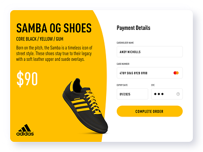 Daily UI #002 • Credit Card Checkout adidas checkout daily ui dailyui dailyui 002 mastercard shoes ui uiux ux