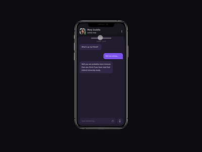 Daily UI #013 • Direct Messaging animation app chat chat app daily ui dailyui dark dark mode design direct message invision studio purple ui ui design ux