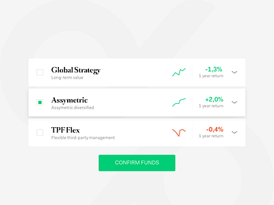 Fund Selection Cards bank card cards sketch ui ux