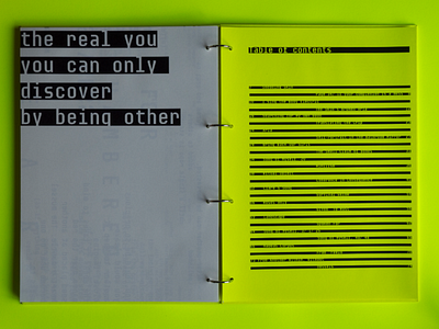 remember yourself / Bachelor Project book book design book editorial book experiment book layout content editorial editorial design editorial layout experiment neon table of contents type play typography