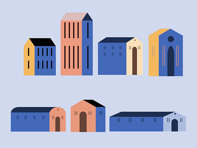 Buildings adobe illustrator animation assets illustration minimalist mograph