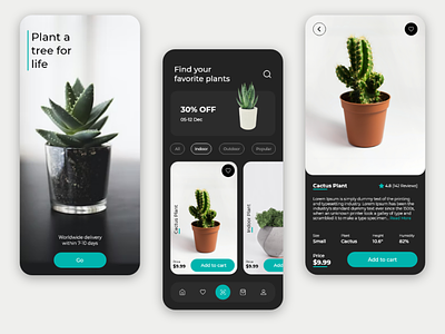 The Plant Shop - Ecommerce App Design ecommerce app ecommerce app design landing page minimal design modern mobile app online shop online store app online store ui design plant shop small app design store design ui design ux design