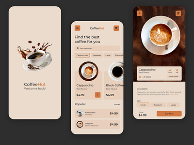 Coffee shop mobile app design