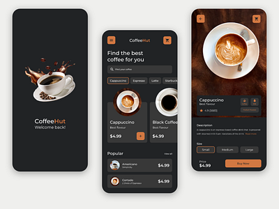 Coffee shop mobile app design