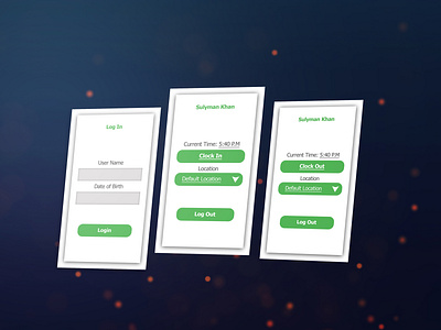 Clock-In (Time check-in and out app) app checkin checkout design photoshop tracking app ui design