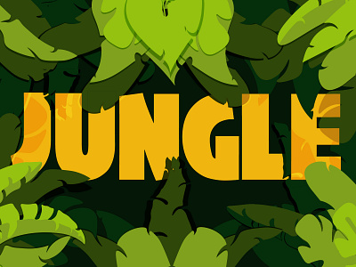 Jungle design flat green illustration illustrator jungle jungle safari minimal plants typography vector yellow