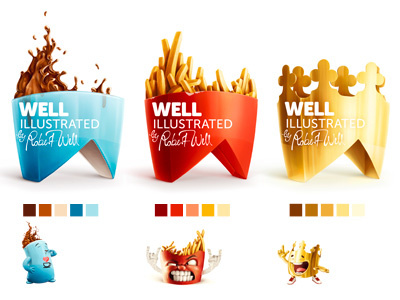 Robert Well chracter coffee corporate design creeze crown fries illustration robert well