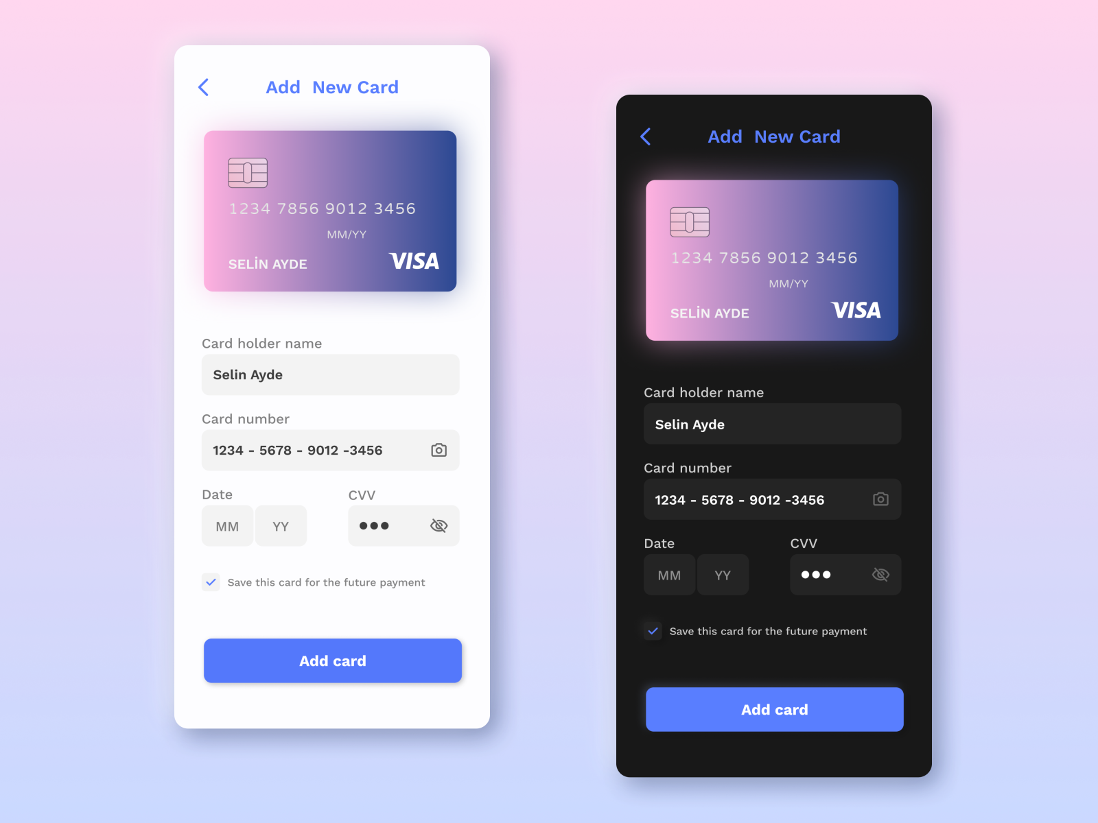 Daily UI #002 - Credit Card Checkout by Selin Aydemir on Dribbble