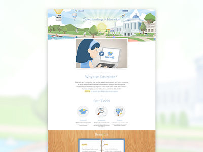 Educredit - Homepage crowdfunding design education illustration kluge los angeles ui uidesign university webdesign