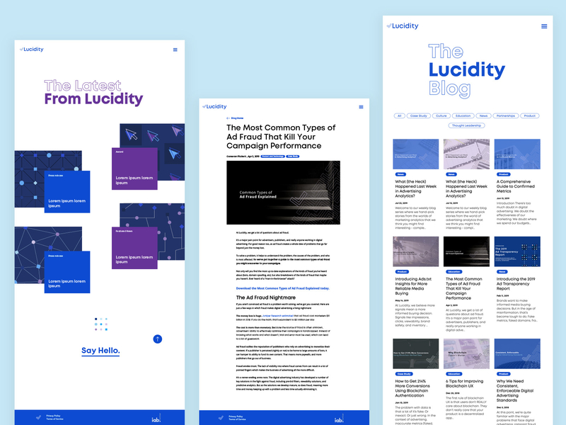 Lucidity - Website Layouts blockchain branding design kluge ui web webdesign website