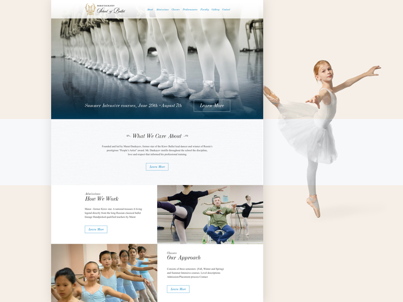 Marat Daukayev / Ballet School website ballet dance design kluge ui webdesign