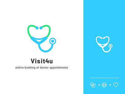 Visit4u Logo branding concept design doctor flat icon identity illustration illustrator logo medical minimal vector