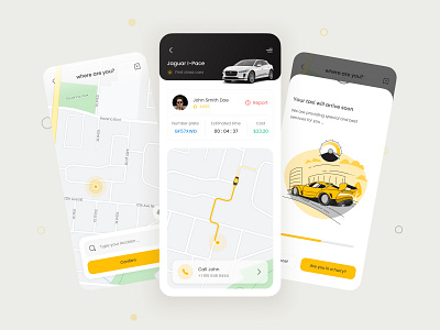 Online Taxi App app benz bmw car concept dailyui design fast illustration jaquar map minimal online requsest service taxi tesla uber ui ux