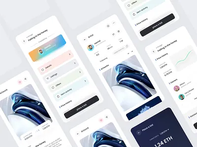 NFT Marketplace App | Interaction Concept Design animation artist artwork auction bid bitcoin blockchain chart crypto eth ethereum graph intraction marketplace minimal motion nft profile ui wallet