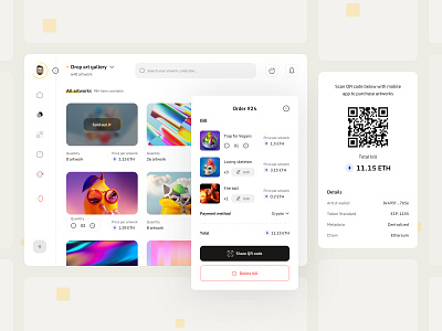 NFT gallery POS system app artwork barcode bid bitcoin case study challenge collection concept crypto dotchallenge ethereum gallery minimal nft order pos system ui ux