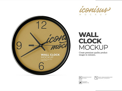 Wall Clock Mockup Template 3d alpha arrow clock clock wall concept hour isolated minute mock up mockup objects render shadow time time piece timepiece transparent wall clock watch
