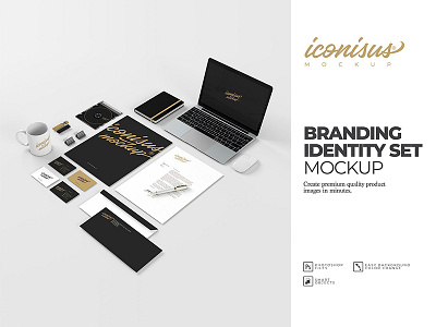 Branding identity Set Mockup branding business card corporate depth of field elegant envelope folder identity letterhead mock up mockup modern photo photorealistic present presentation professional real realistic render