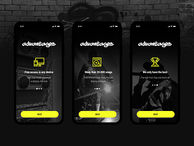 Rap music App app music onboarding rap ui design ux ui