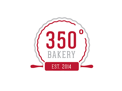 350° Bakery bakery baking degrees logo minimal red rolling pin