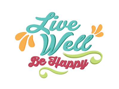 Live Well Be Happy colourful handwritten happiness happy live living logo well wellness