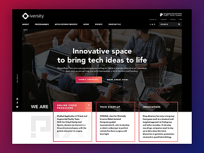 Web design for tech accelerator co working design government gradient high tech innovation it modern office singapore website