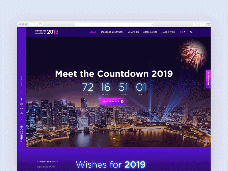 A design concept for the Marina Bay Sands Countdown 2019 animation countdown new year principle singapore ui ux webdesign website