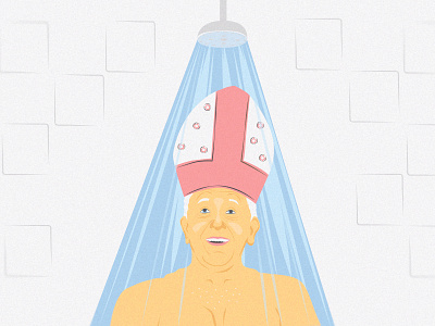 "Pope OKs showers for homeless in Rome" editorial illustration studio matino