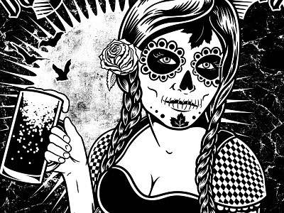 Muertos beer dia de los muertos face illustration photoshop skull