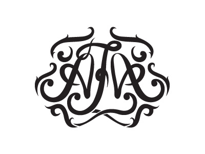 AFA Monogram illustrator monogram script typography vintage wedding